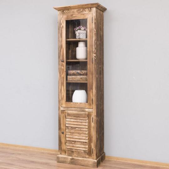 rustikalny vitriny skrina uzka mediteransky masivne drevo obyvacka kuchyna kupelna policky skrina sklenene taliansky toskansky provensalsky provence antikovana farba na mieru.jpg